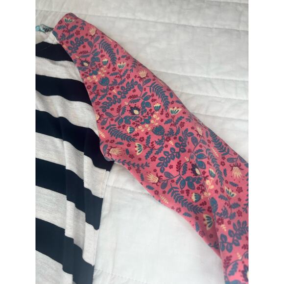 Matilda Jane Girls Dress Size 10 Black White Stripe Floral Sleeve - Picture 5 of 8